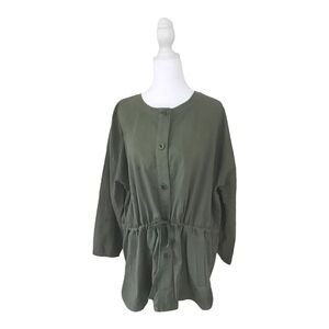 Eileen Fisher Olive Green Organic Cotton Jacket Size L.